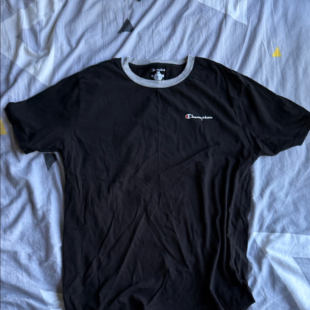 Champion Black Tee with Gray Trim